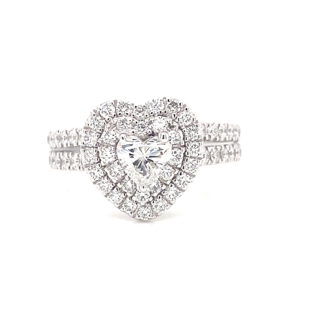 Double halo heart shape ring