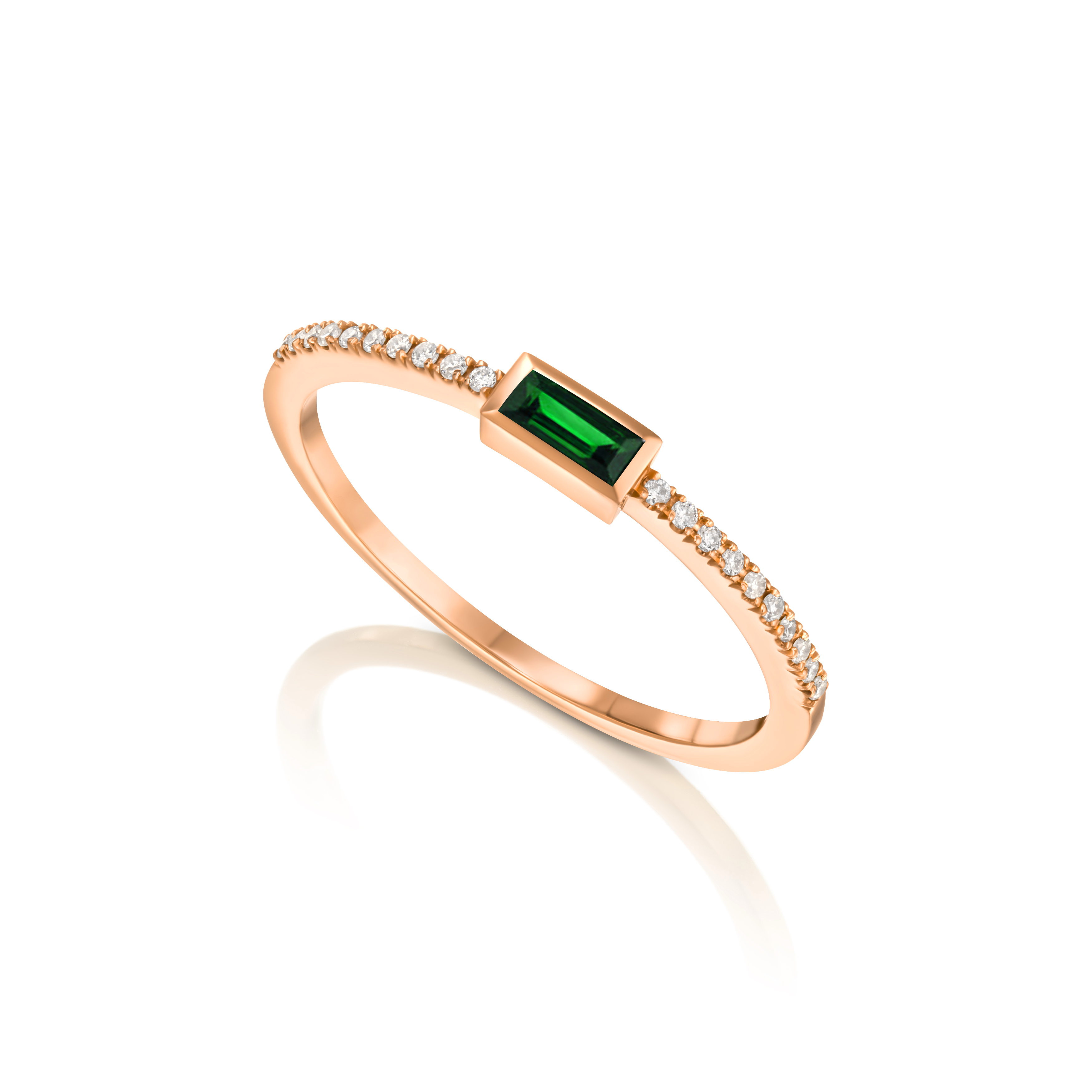 Mini emerald cut pave ring
