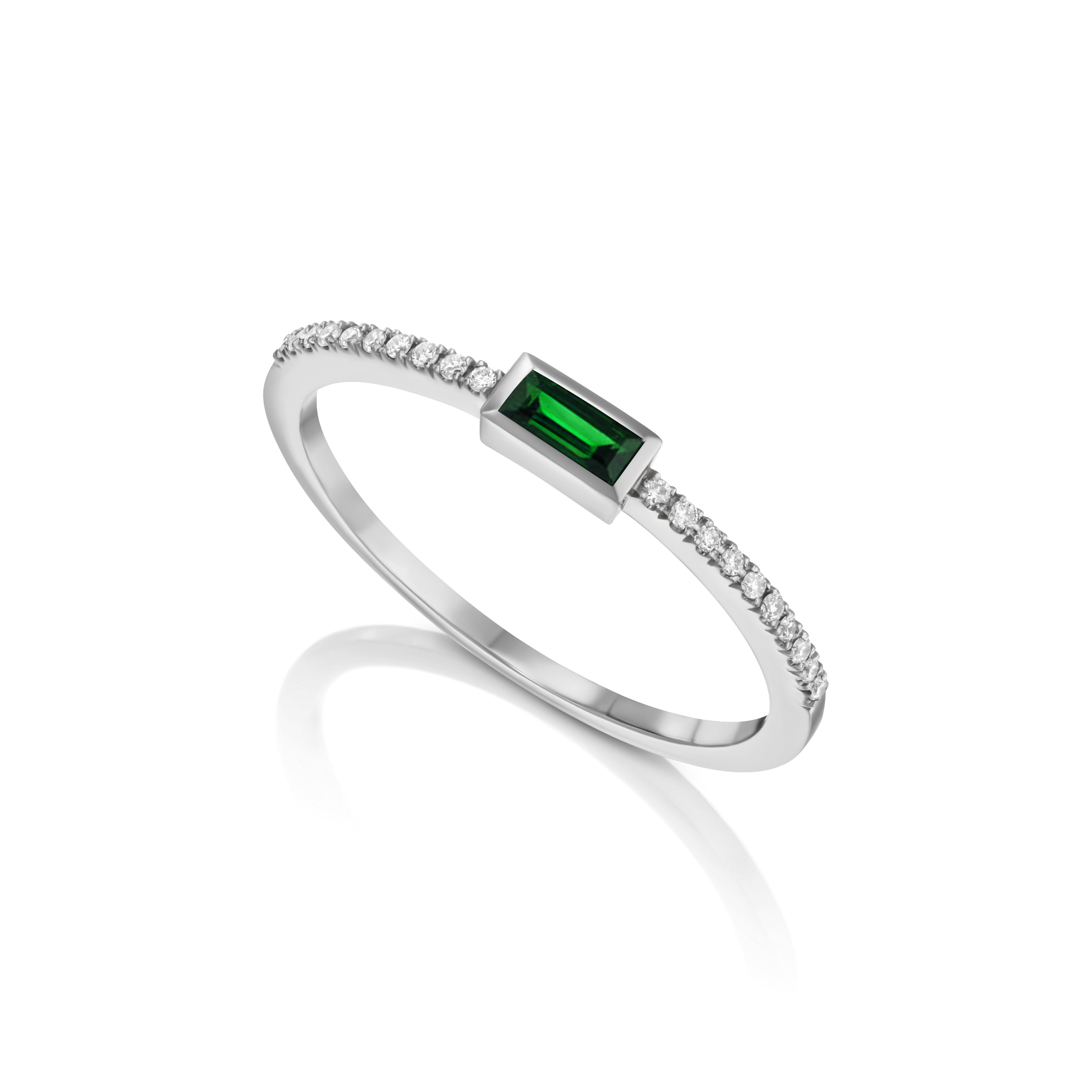 Mini emerald cut pave ring