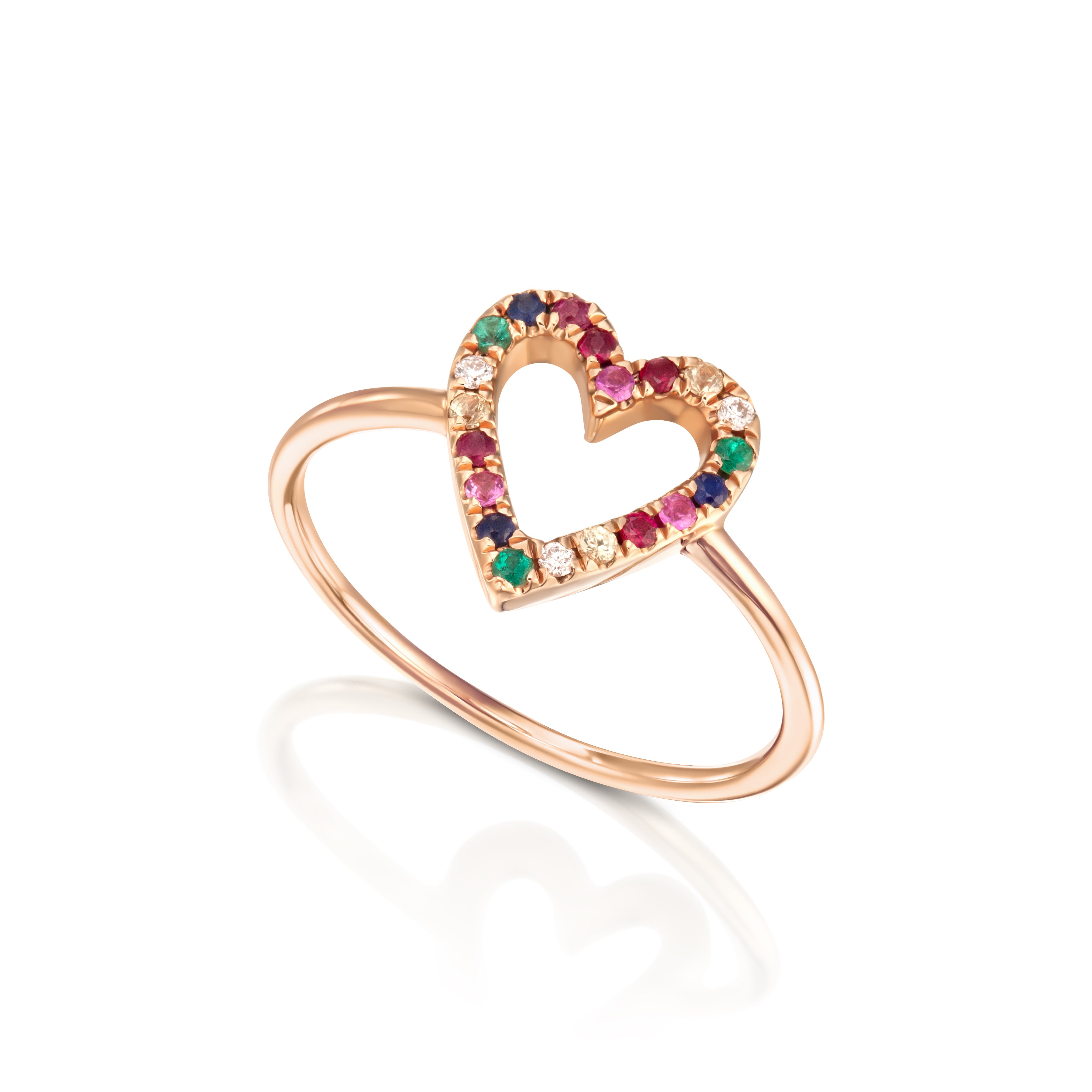 Rainbow heart ring